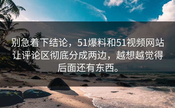 别急着下结论，51爆料和51视频网站让评论区彻底分成两边，越想越觉得后面还有东西。  第1张