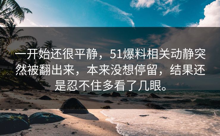 一开始还很平静，51爆料相关动静突然被翻出来，本来没想停留，结果还是忍不住多看了几眼。  第1张