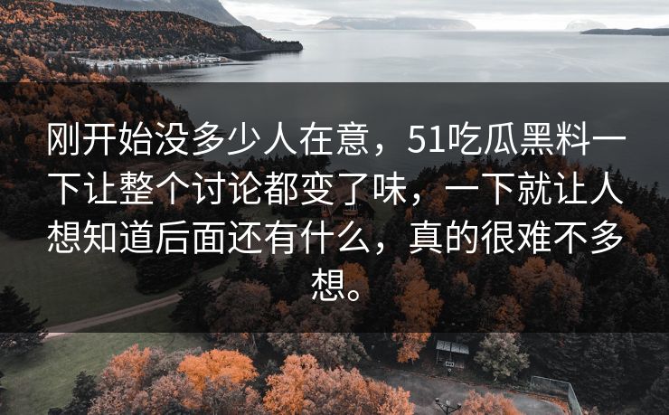刚开始没多少人在意，51吃瓜黑料一下让整个讨论都变了味，一下就让人想知道后面还有什么，真的很难不多想。  第1张