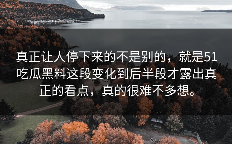 真正让人停下来的不是别的，就是51吃瓜黑料这段变化到后半段才露出真正的看点，真的很难不多想。  第1张