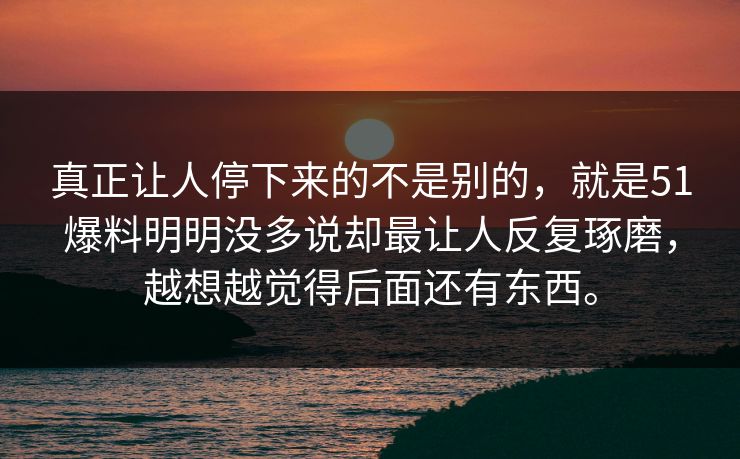 真正让人停下来的不是别的，就是51爆料明明没多说却最让人反复琢磨，越想越觉得后面还有东西。  第1张