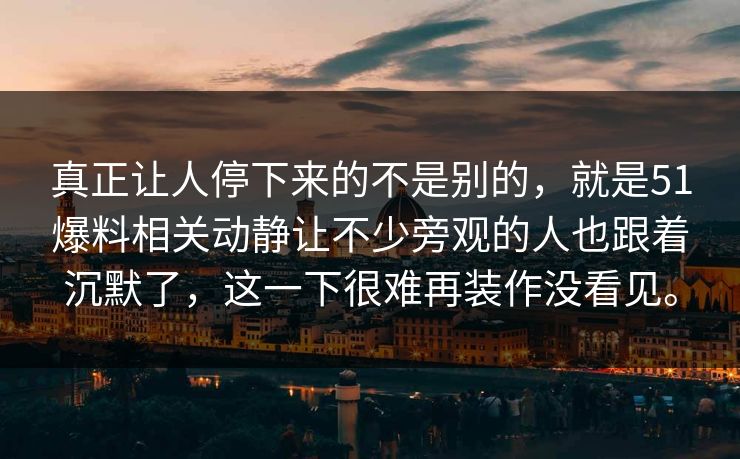 真正让人停下来的不是别的，就是51爆料相关动静让不少旁观的人也跟着沉默了，这一下很难再装作没看见。  第1张