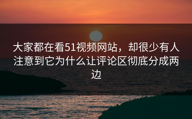 大家都在看51视频网站，却很少有人注意到它为什么让评论区彻底分成两边  第1张