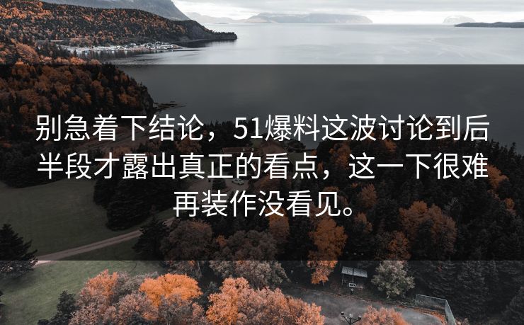 别急着下结论，51爆料这波讨论到后半段才露出真正的看点，这一下很难再装作没看见。  第1张